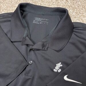 Nike Golf Disney Parks Mickey Mouse Polo Shirt Short Sleeve Black Men XL DRI-FIT